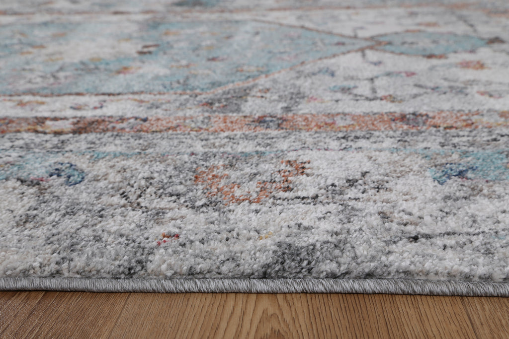 Mira M02 Grey Multicolour Medallion Rug – view 5