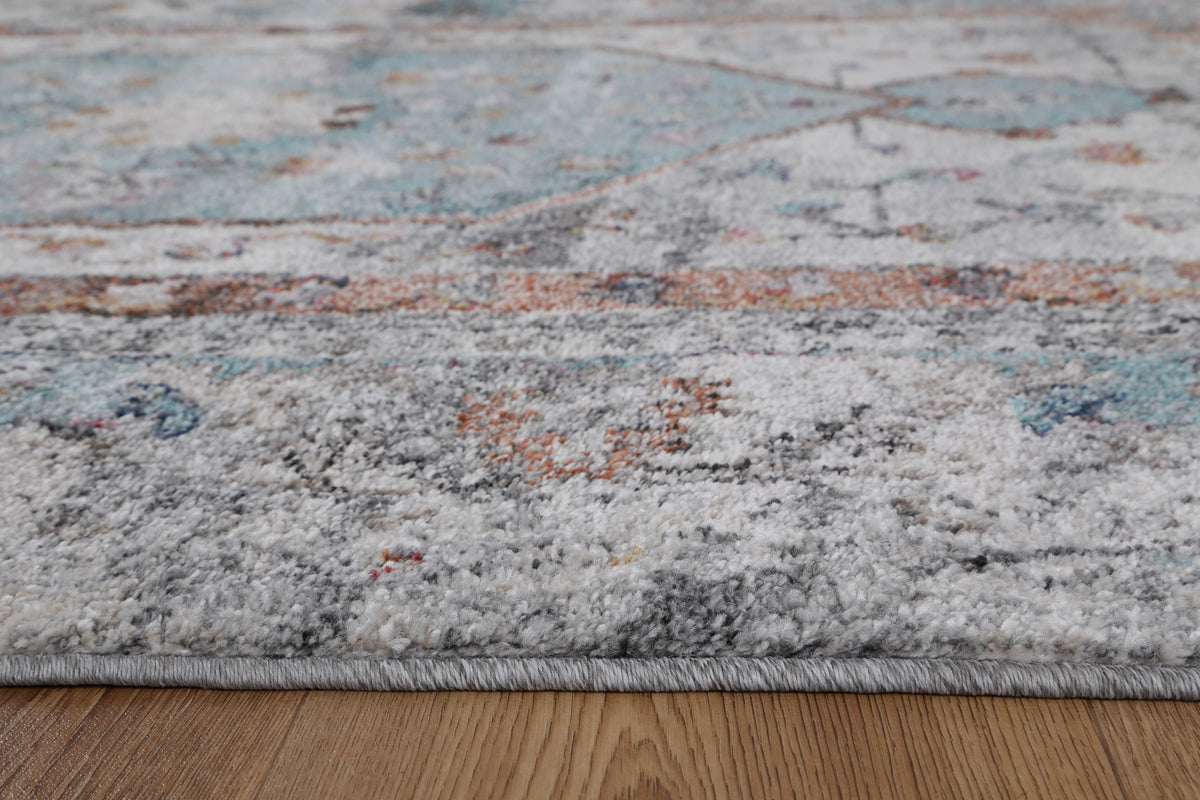 Mira M02 Grey Multicolour Medallion Rug – view 5
