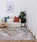 Mira Medallion Grey Multicolour Rug - M03 styled with furniture