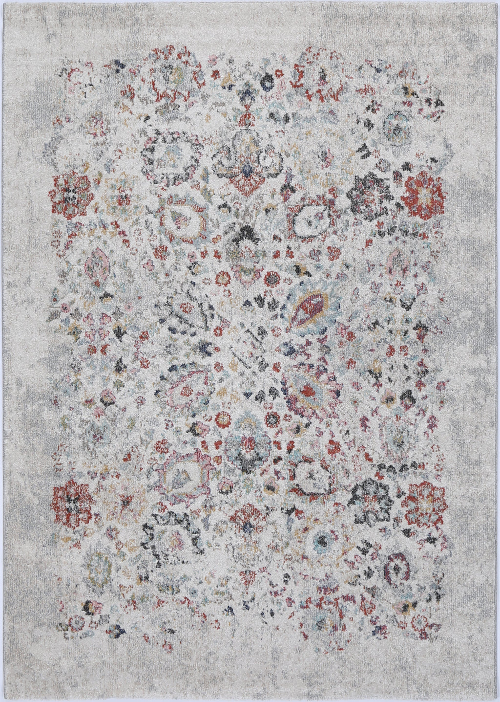Mira M04 Grey Multicolour Floral Rug – view 2