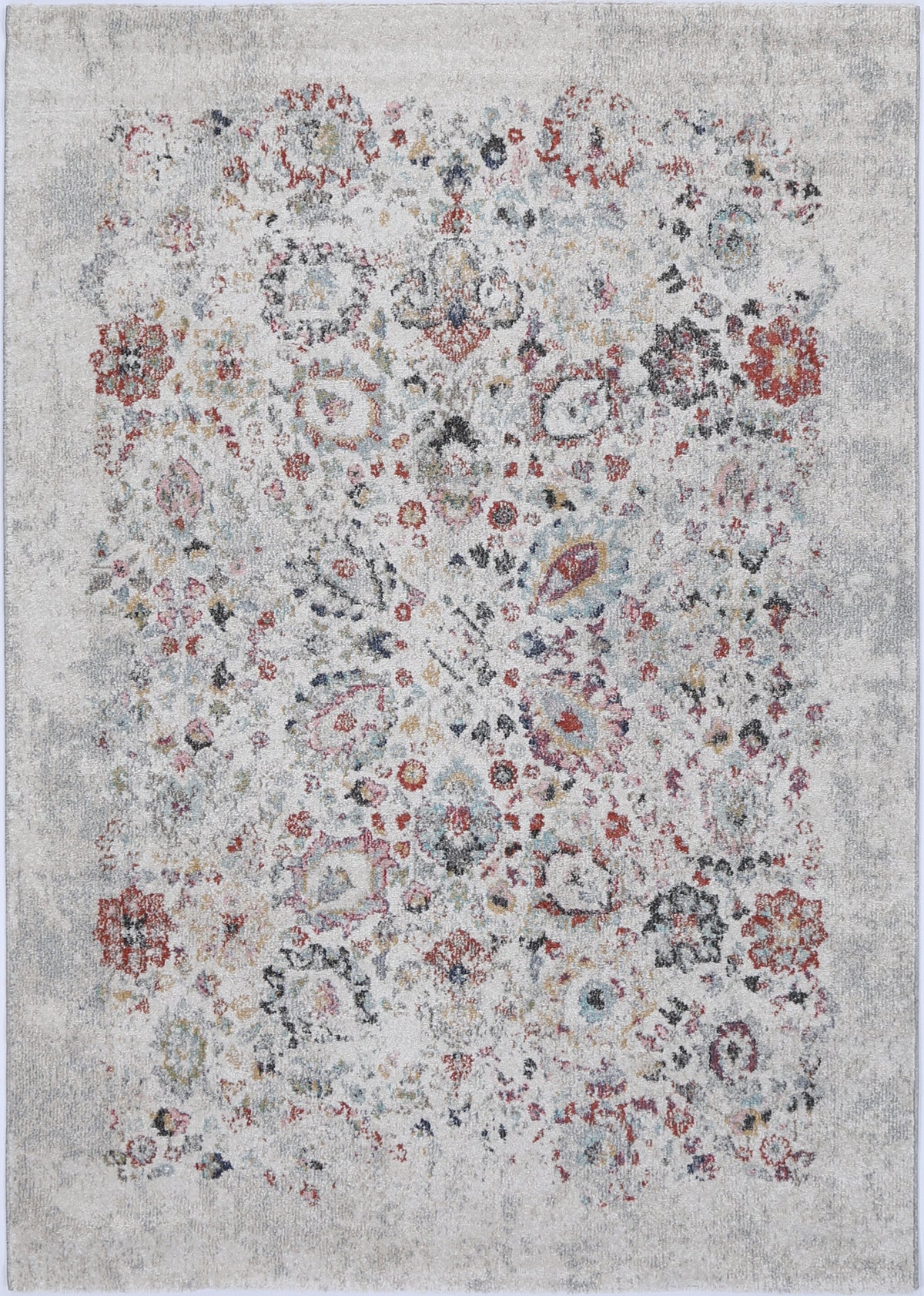 Mira M04 Grey Multicolour Floral Rug – view 2