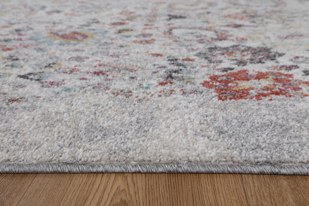 Mira M04 Grey Multicolour Floral Rug – view 3