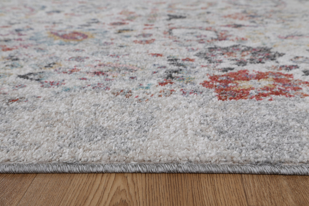 Mira M04 Grey Multicolour Floral Rug – view 3