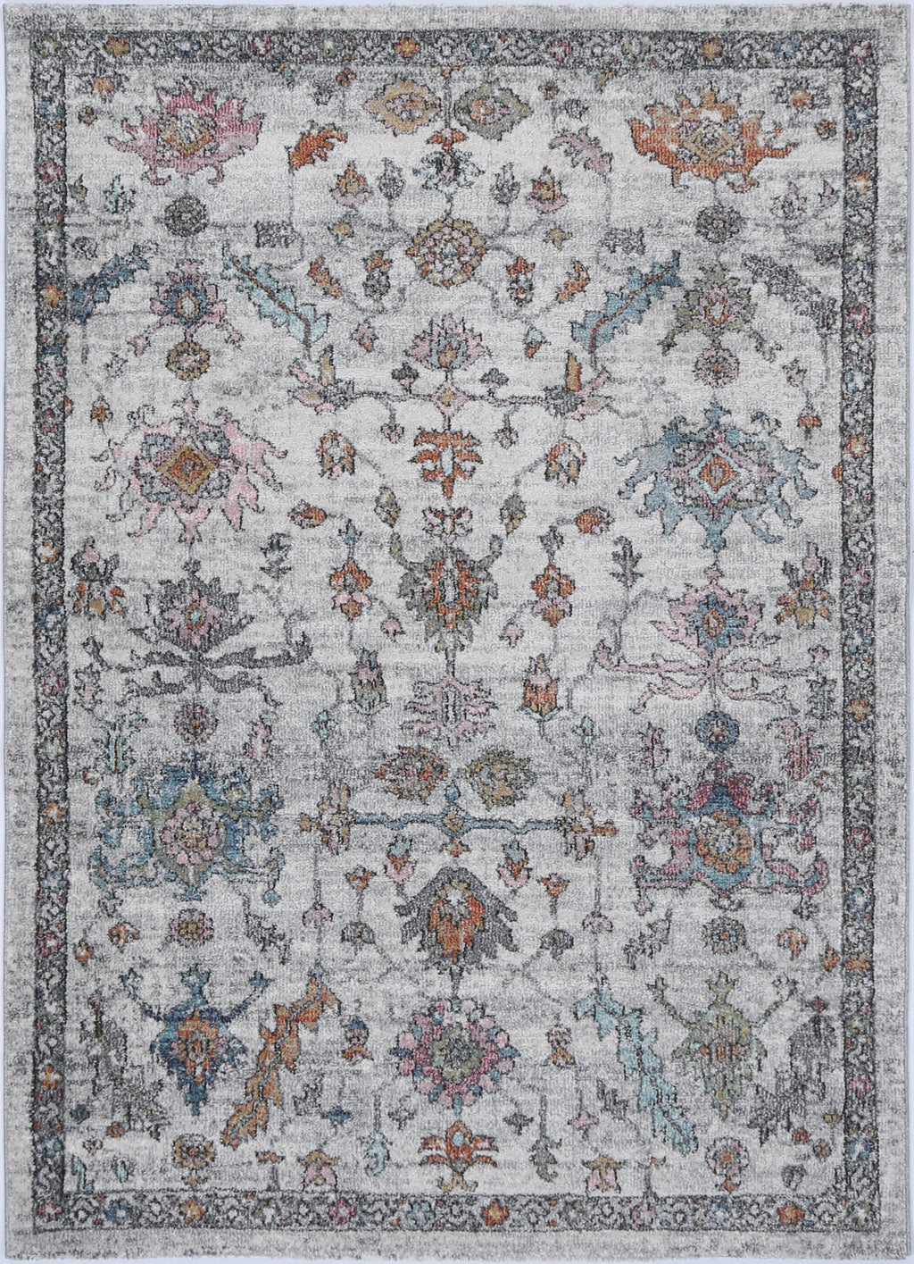 Mira Floral Grey Multicolour Rug - M05 – view 2