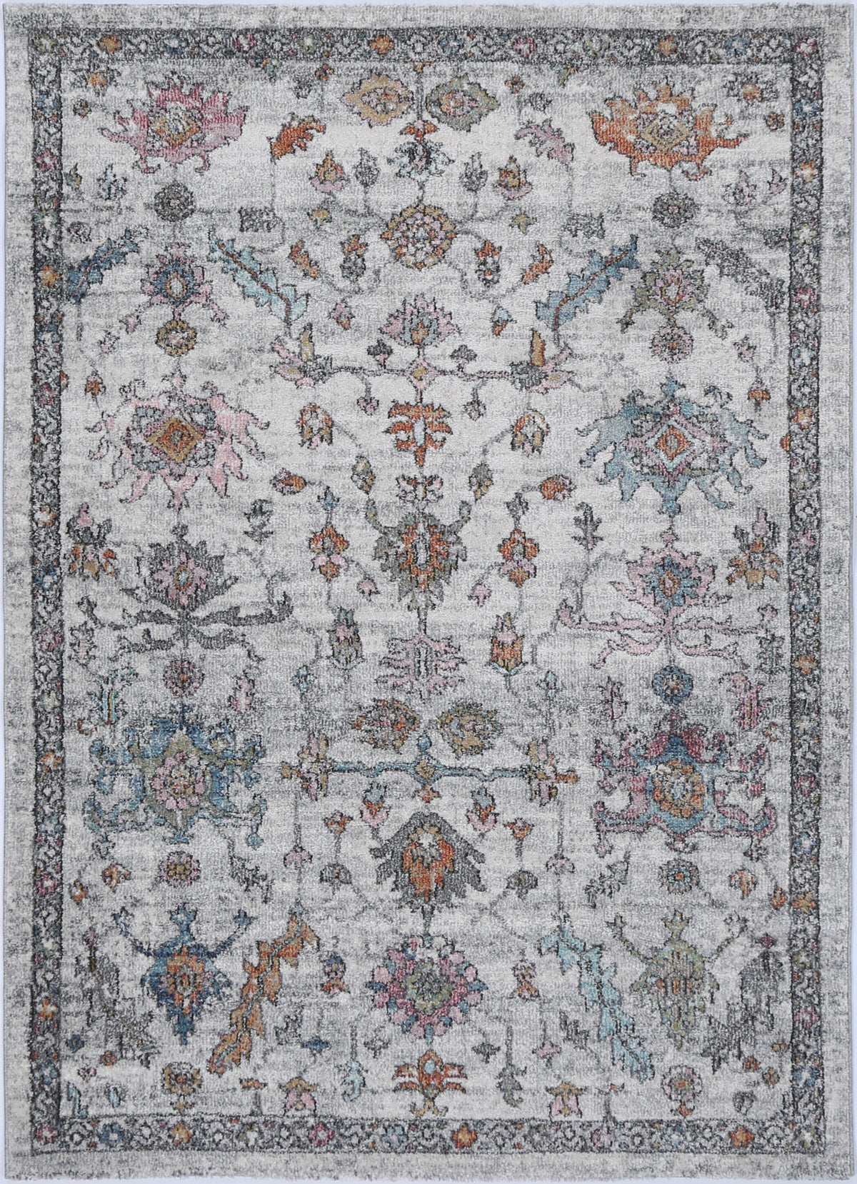 Mira Floral Grey Multicolour Rug - M05 – view 2