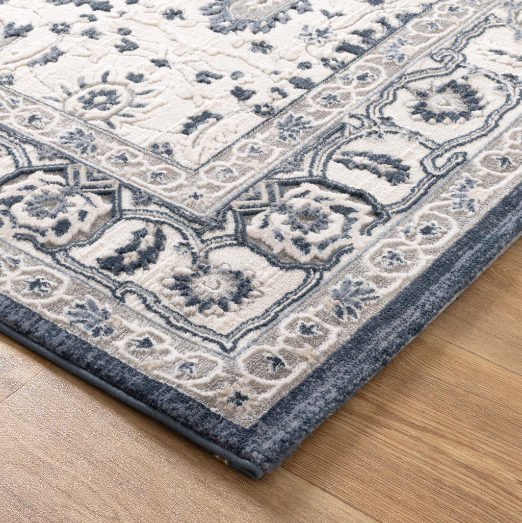 Maya Floral Traditional Blue Rug - M102 – view 3