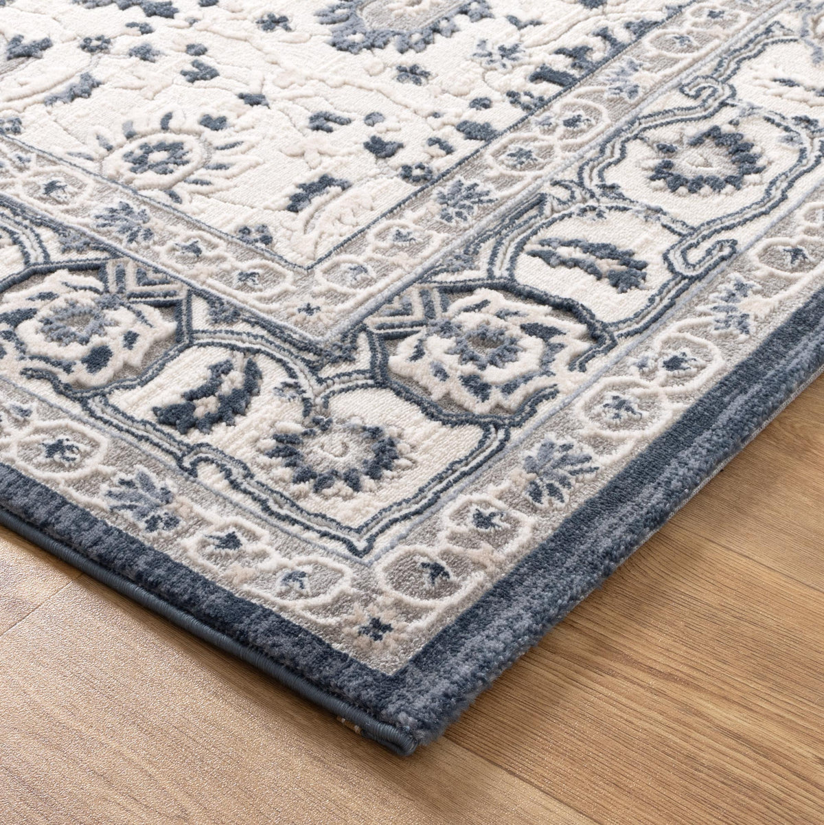 Maya Floral Traditional Blue Rug - M102 – view 3