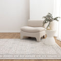 Maya Traditional Border Cream and Beige Rug - M103 styled with furniture