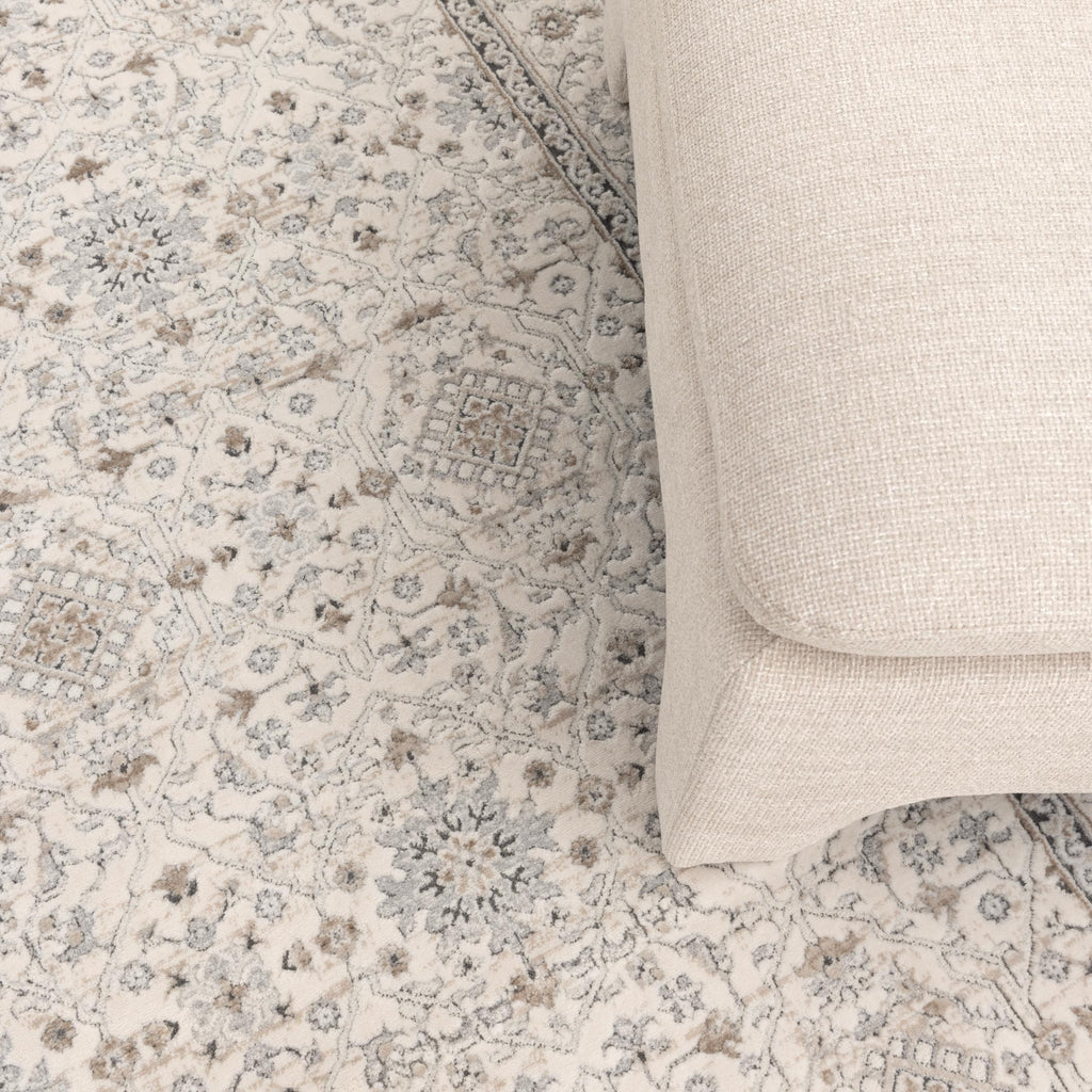 Maya Traditional Border Cream and Beige Rug - M103 – view 5