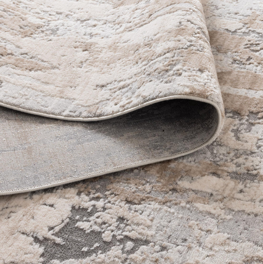 Maya Watercolour Abstract Grey and Beige Rug - M106 – view 4