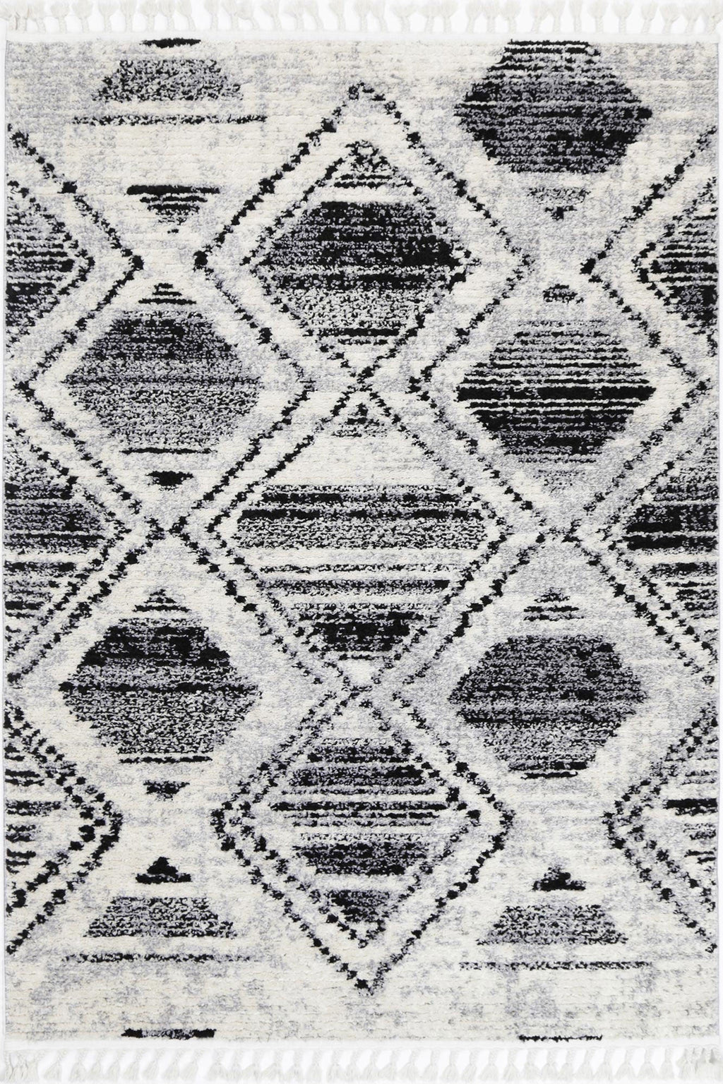 Mansour Diamond Black & White Geometric Rug - 5BWHI – view 2