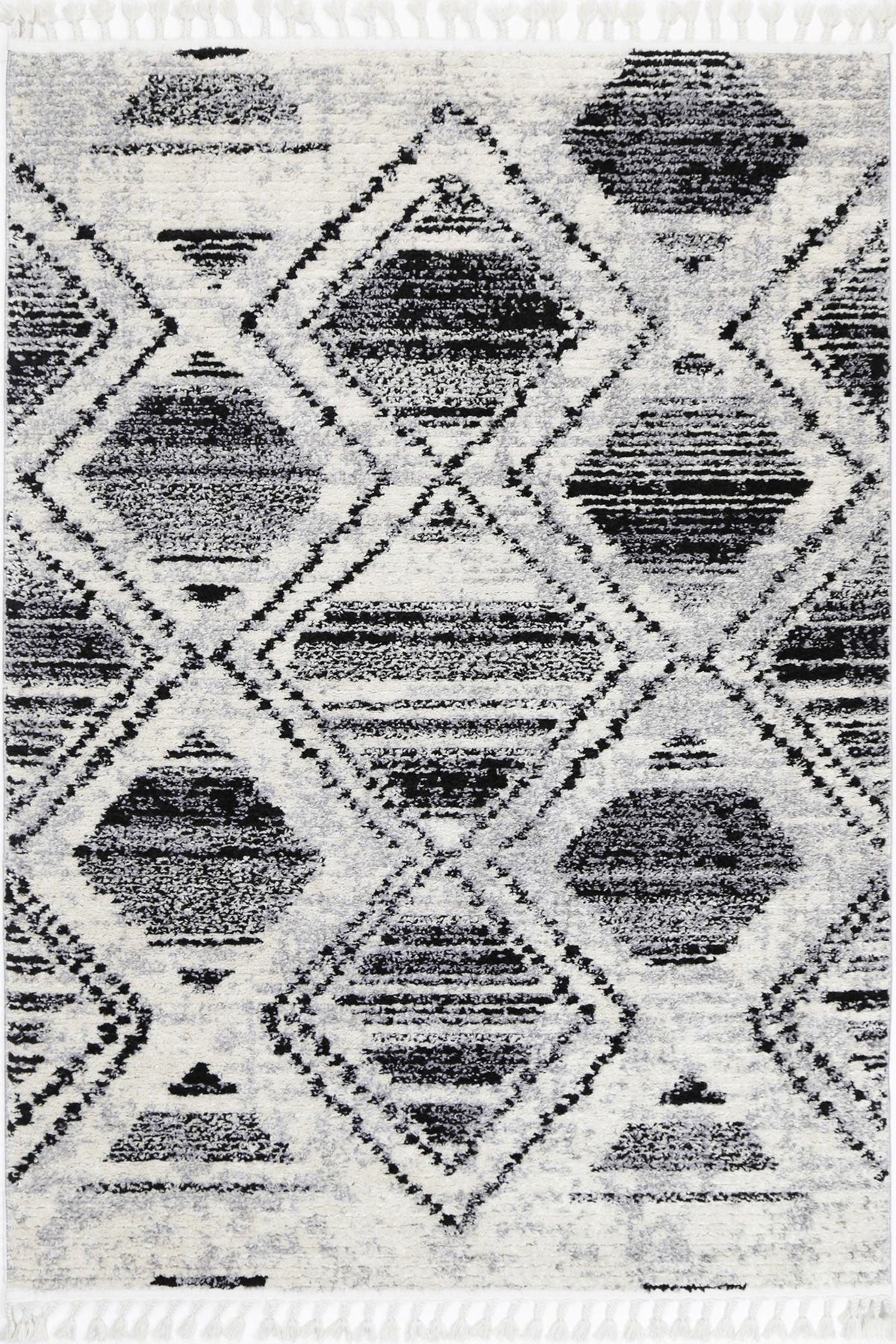 Mansour Diamond Black & White Geometric Rug - 5BWHI – view 2