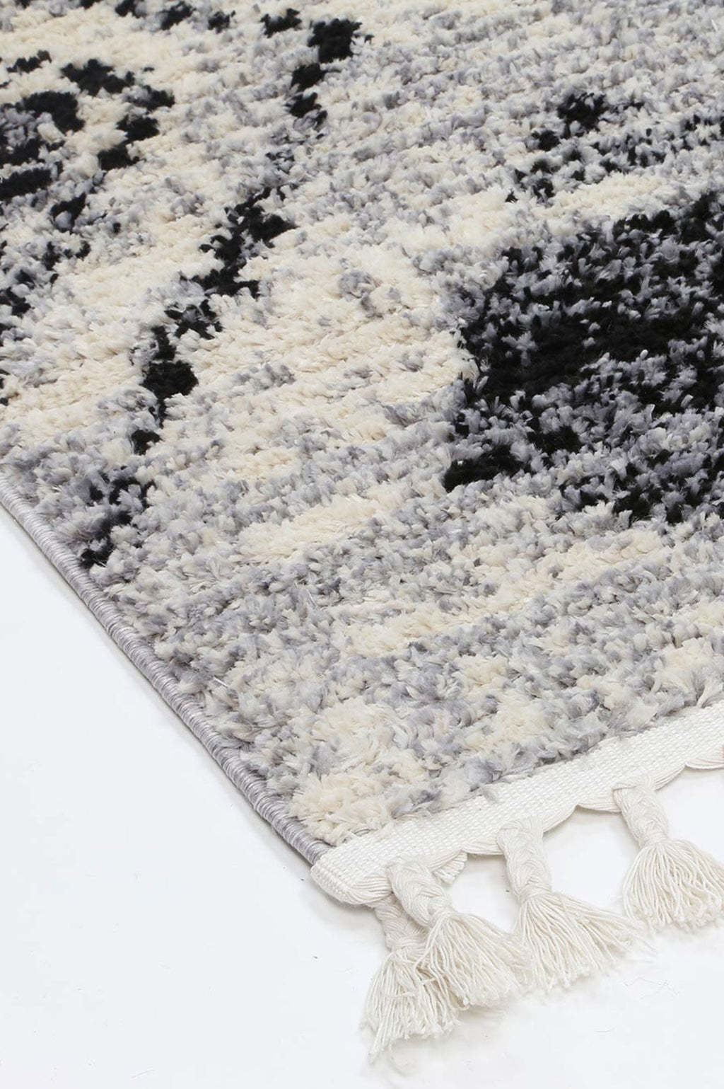Mansour Diamond Black & White Geometric Rug - 5BWHI – view 4