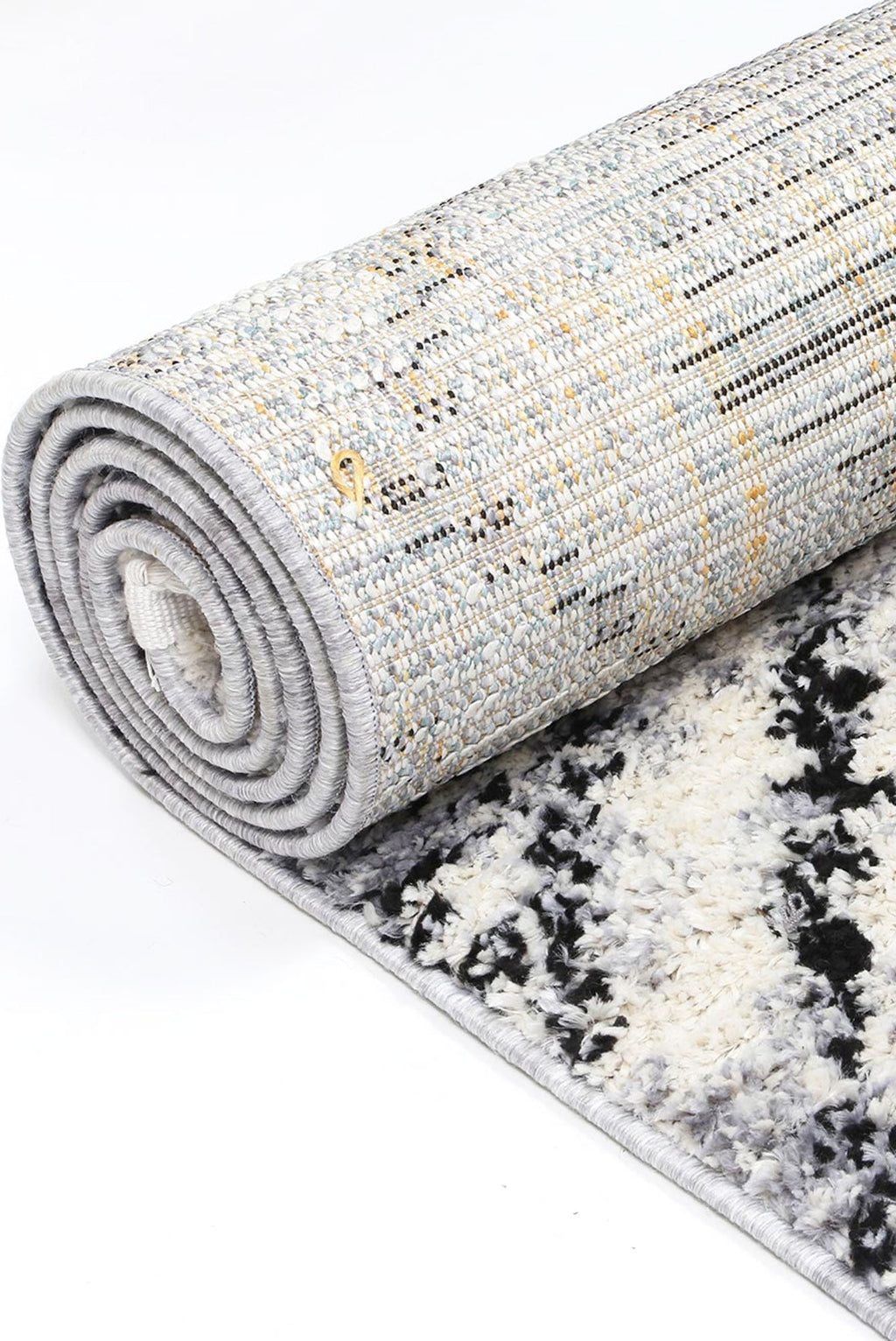 Mansour Diamond Black & White Geometric Rug - 5BWHI – view 5