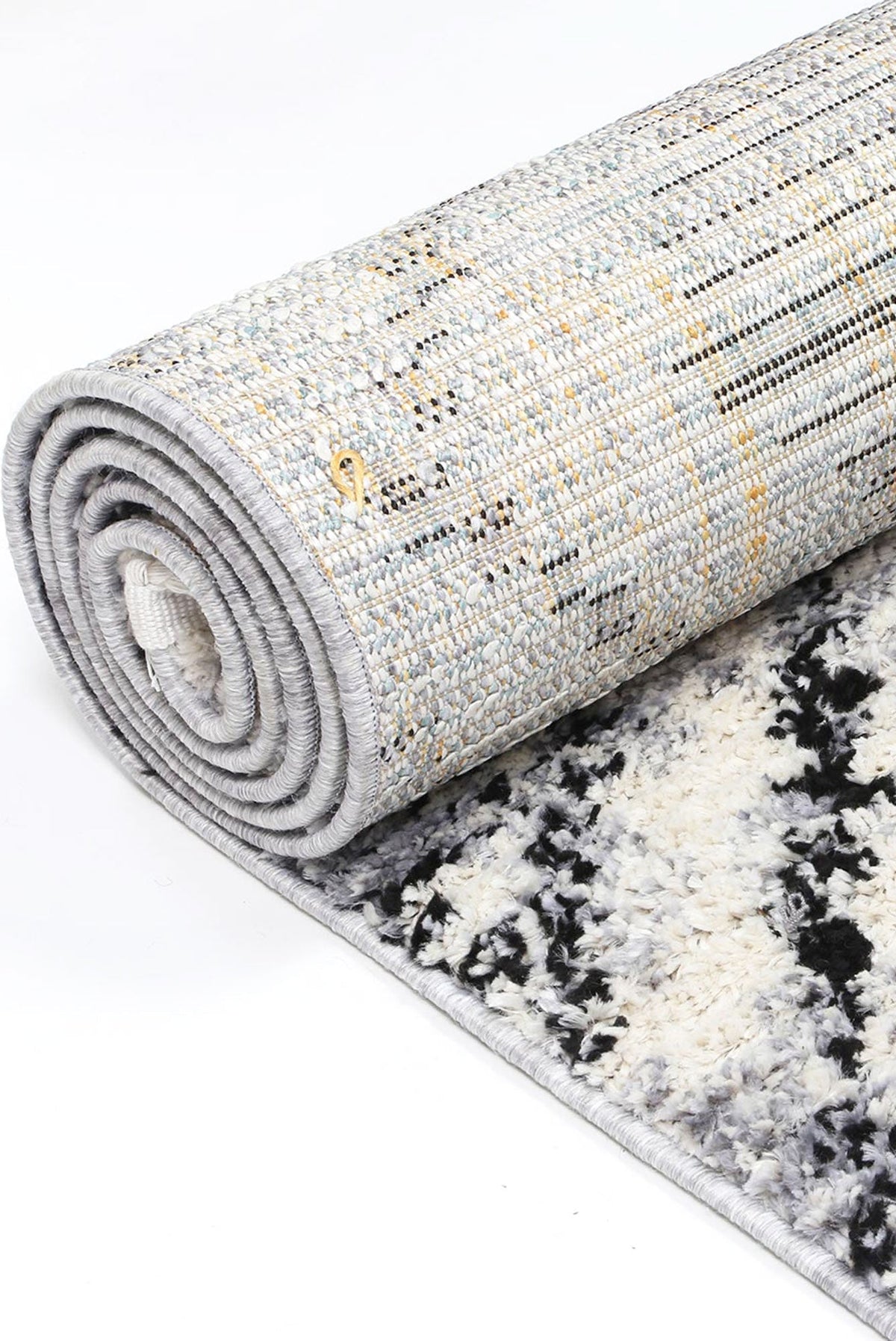 Mansour Diamond Black & White Geometric Rug - 5BWHI – view 5