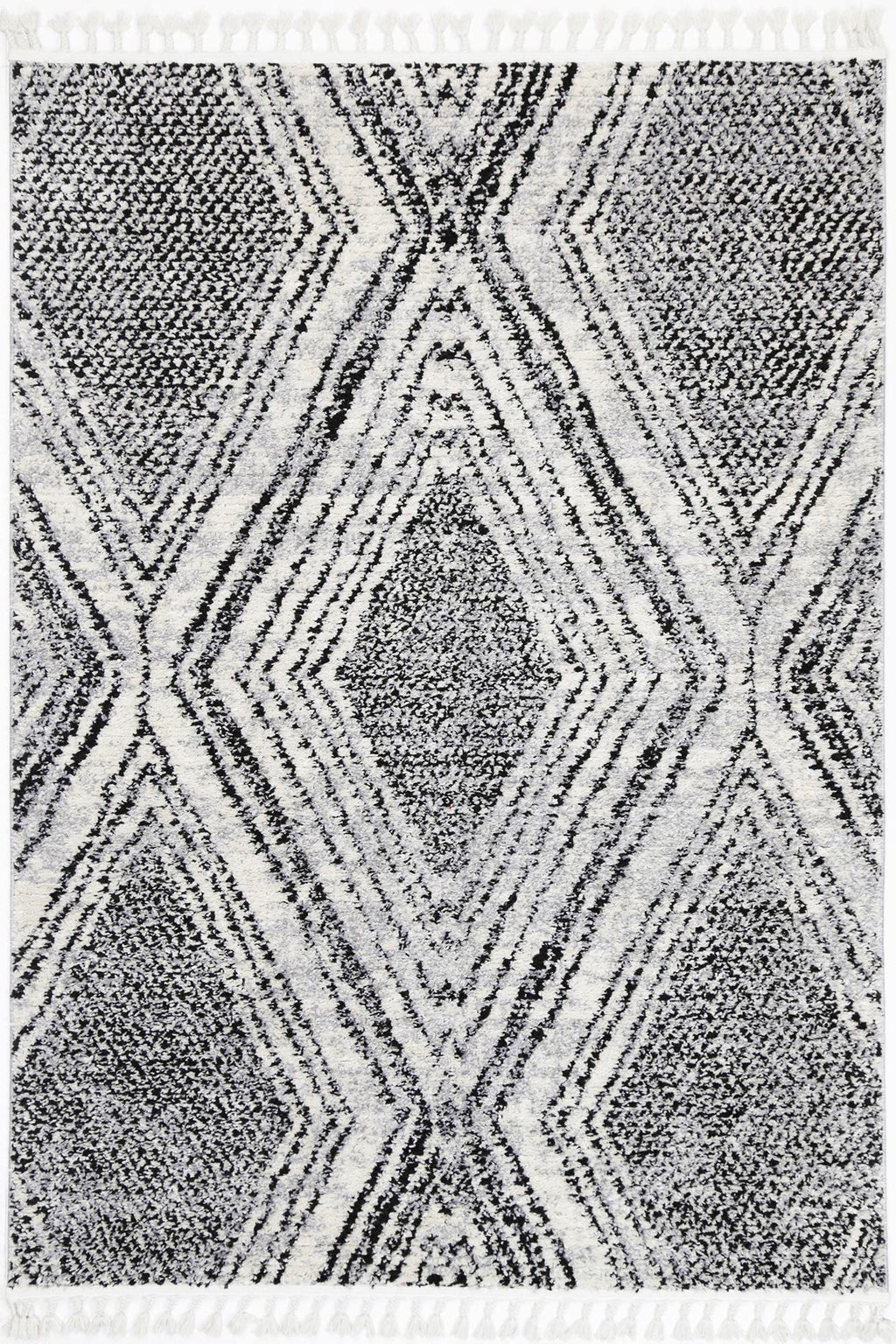 Mansour Harlequin Black & White Geometric Rug - 6BWHI – view 2