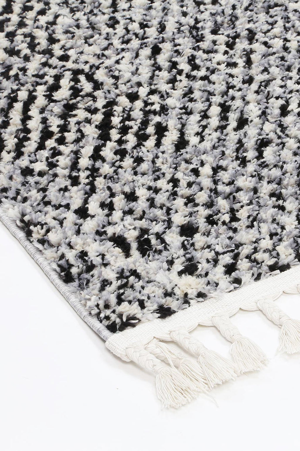 Mansour Harlequin Black & White Geometric Rug - 6BWHI – view 4