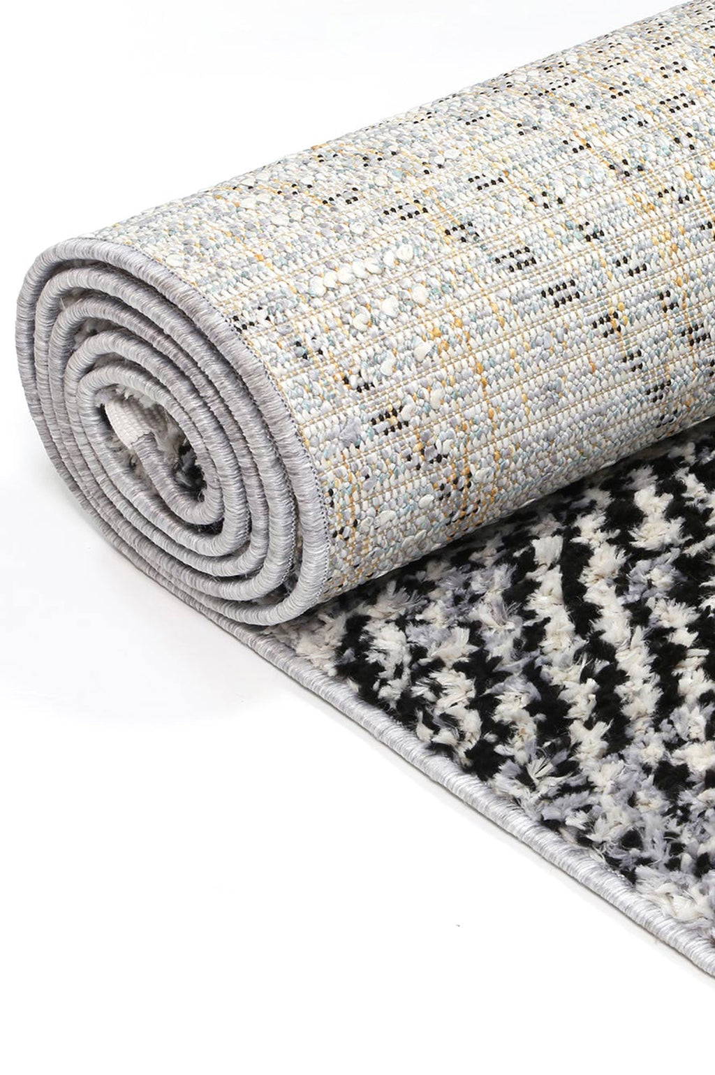 Mansour Harlequin Black & White Geometric Rug - 6BWHI – view 5