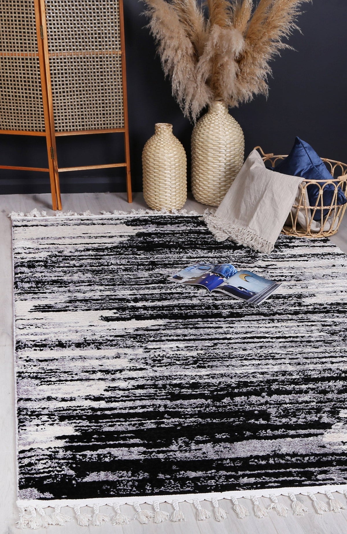 Mansour Acid Wash Grey Abstract Rug - 9GREY – view 6