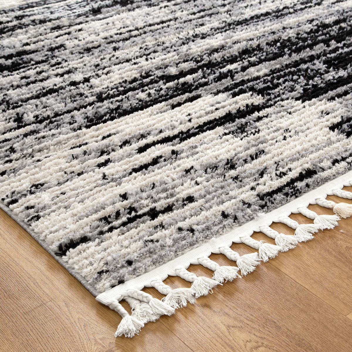 Mansour Abstract Beige & Black Shag Rug - 9BEIGE – view 4