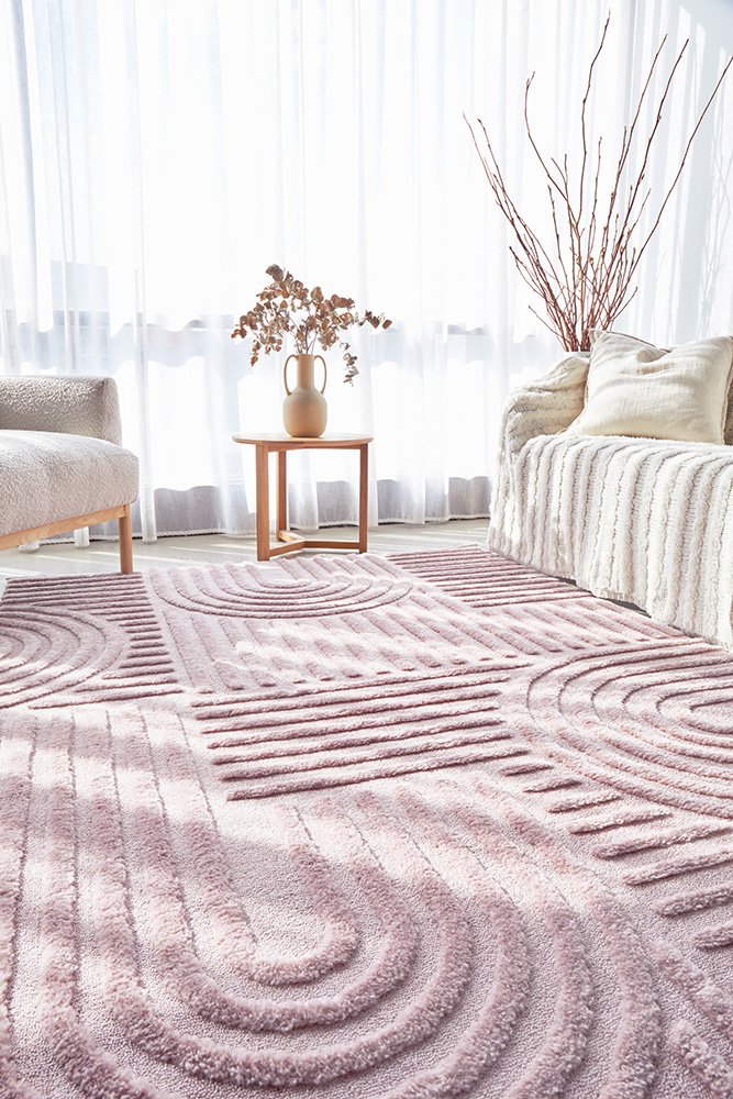 Marigold Dior Pink Modern Textured Rug