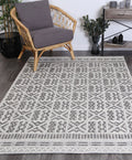 Marbella Cordoba Grey Contemporary Rug - 60235LGRY styled with furniture