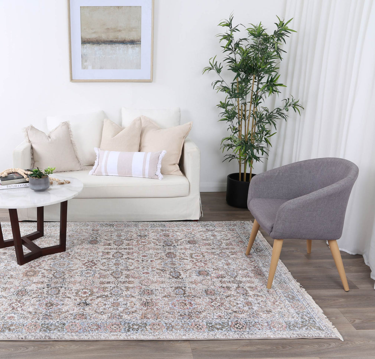 Maryland Azov Multi Traditional Soft Rug - M02 styled with furniture