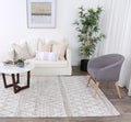Maryland Tabriz Beige Geometric Soft Rug - M08 styled with furniture