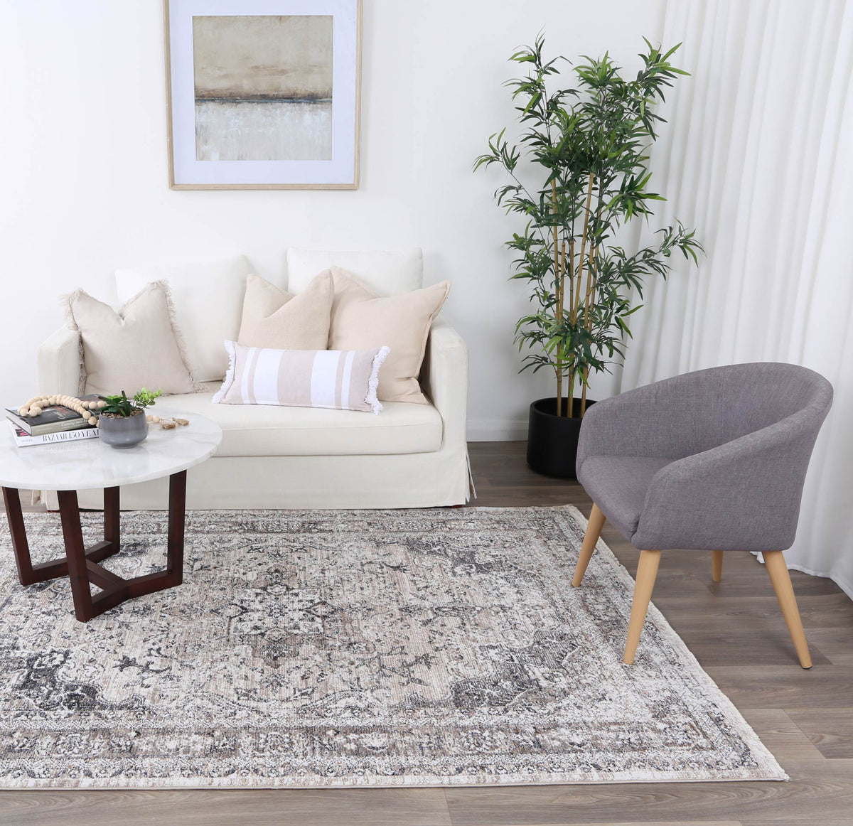 Maryland Samarkad Ash Traditional Soft Rug - M18 styled with furniture