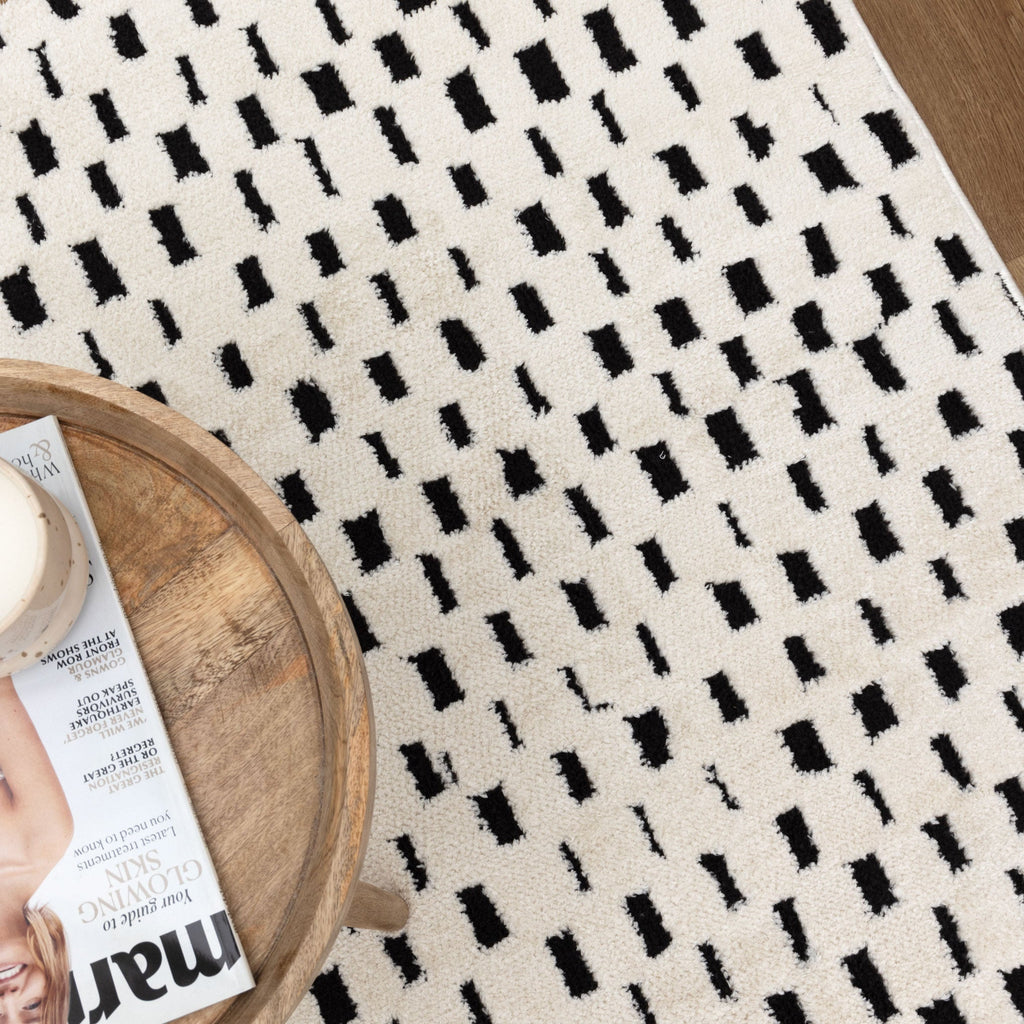 Mila Monochrome Squares Black and Cream Rug - MIL2 – view 7