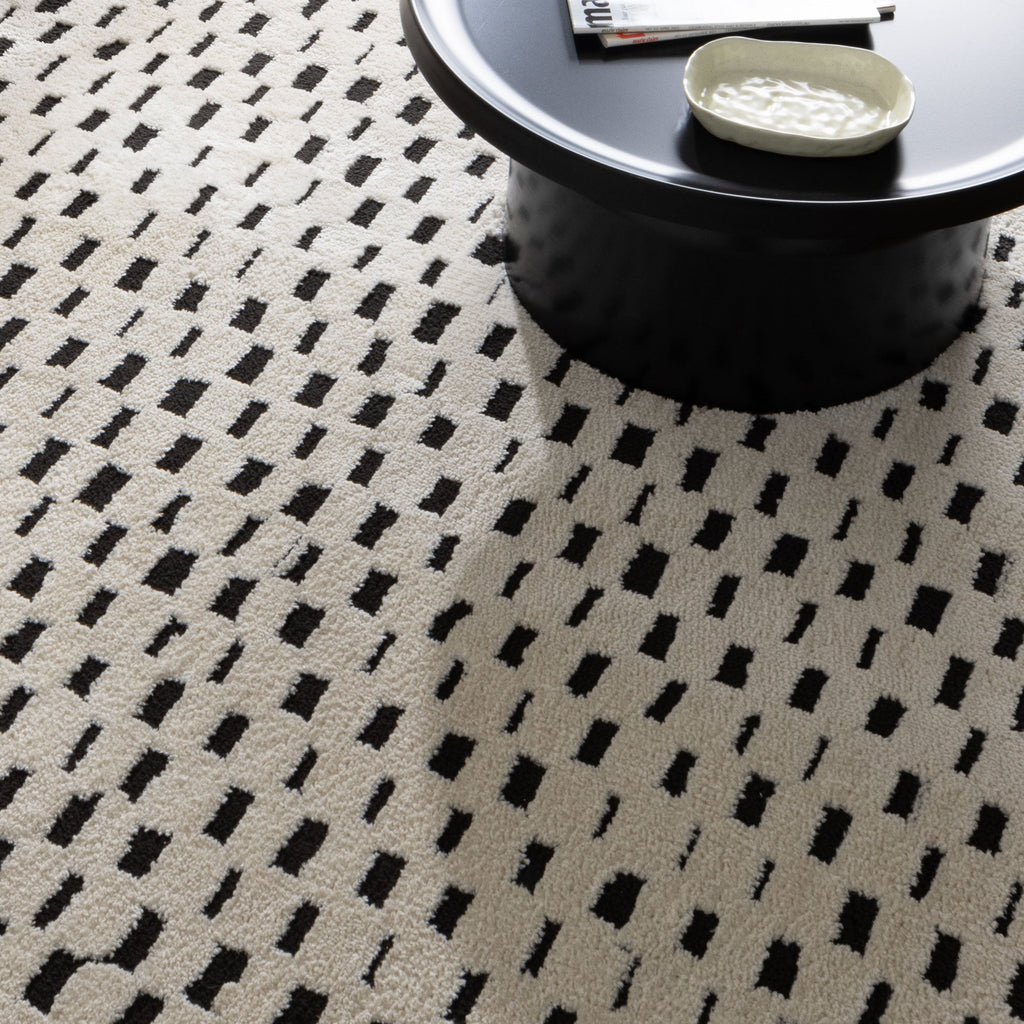 Mila Monochrome Squares Black and Cream Rug - MIL2 – view 5