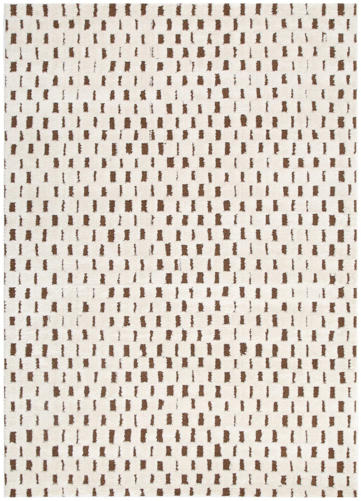 Mila Monochrome Squares Brown and Cream Rug - MIL3 – view 2