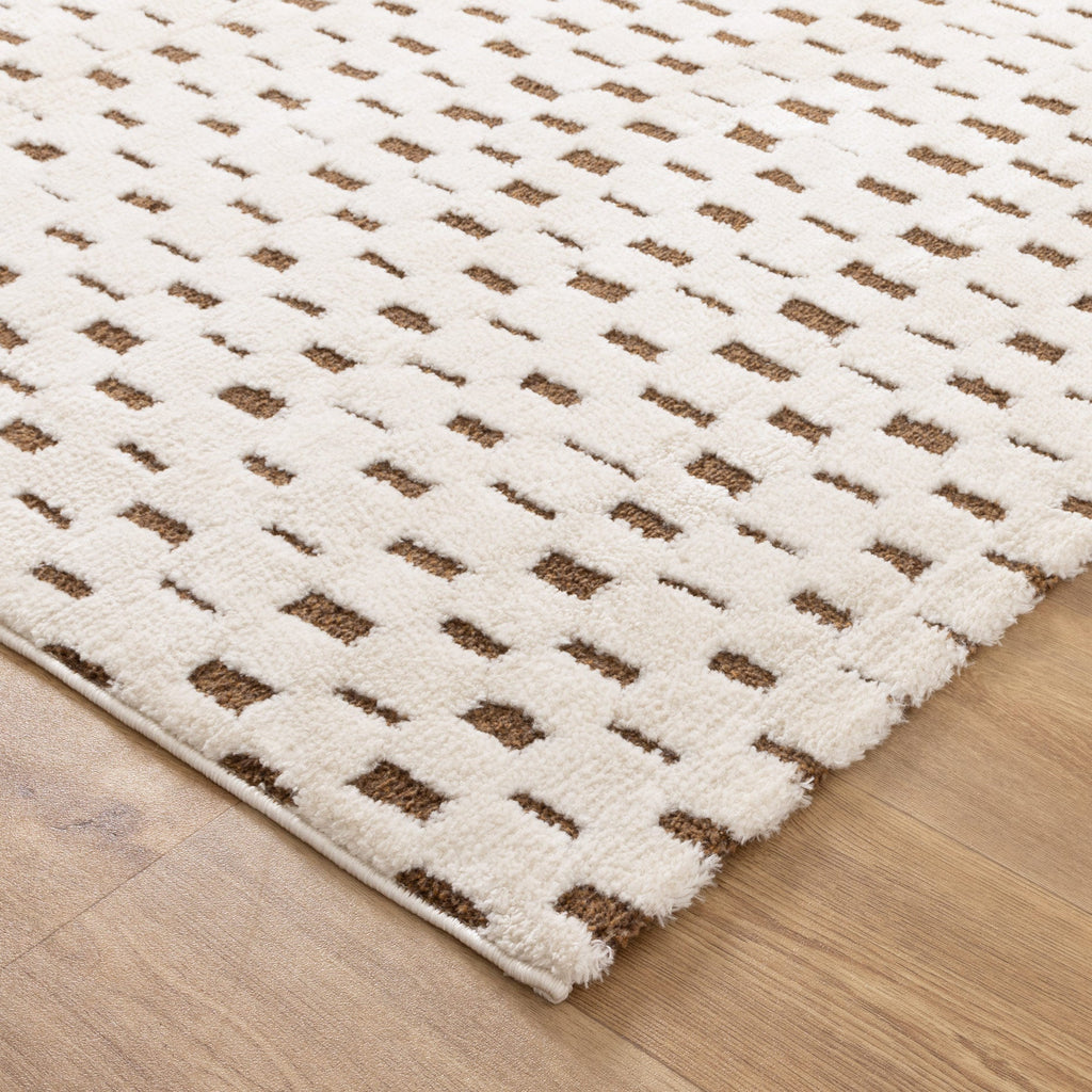 Mila Monochrome Squares Brown and Cream Rug - MIL3 – view 3