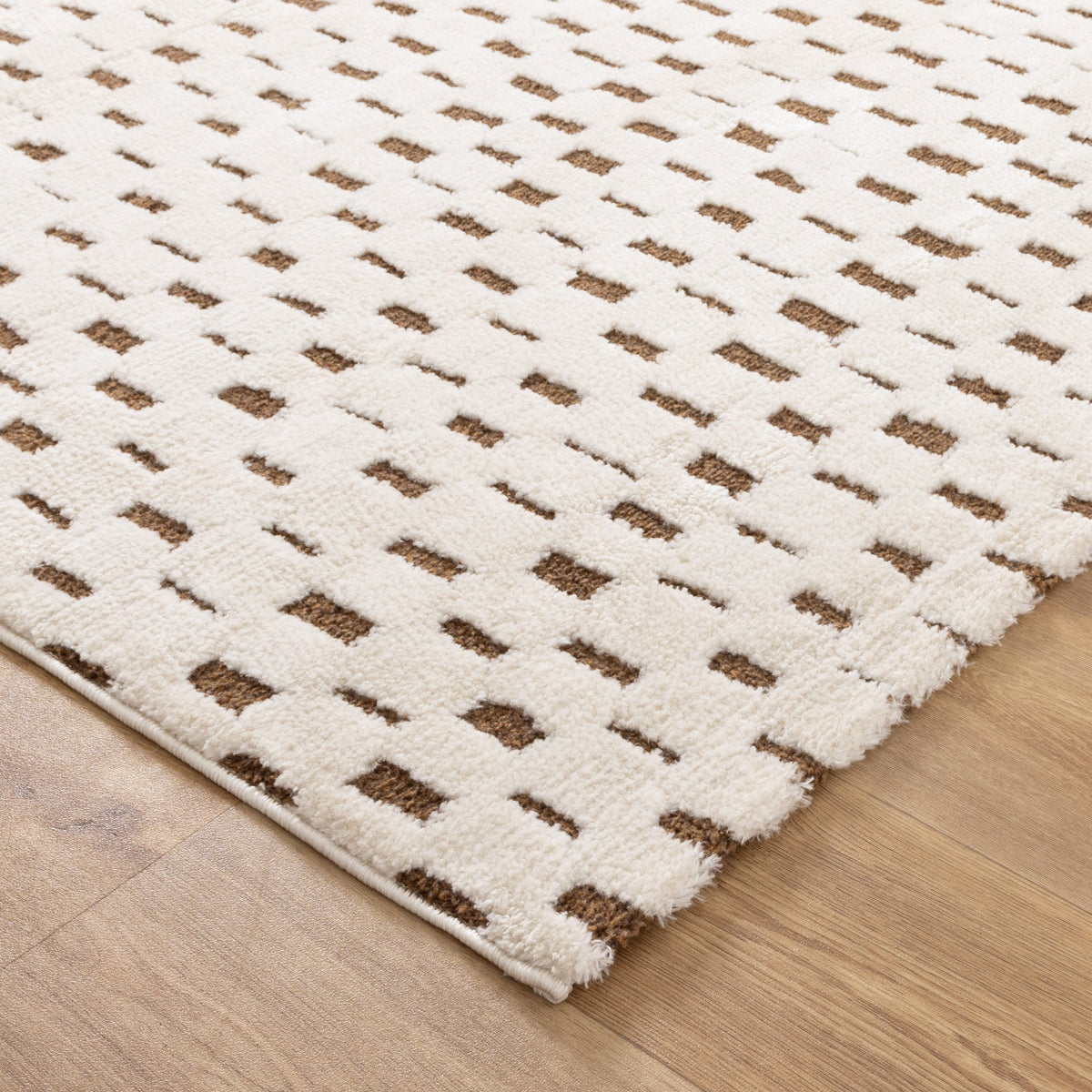 Mila Monochrome Squares Brown and Cream Rug - MIL3 – view 3