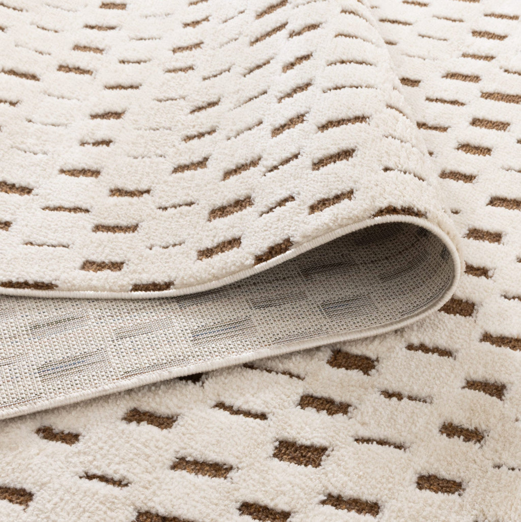 Mila Monochrome Squares Brown and Cream Rug - MIL3 – view 4