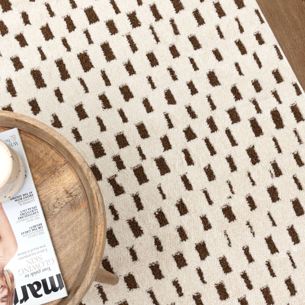 Mila Monochrome Squares Brown and Cream Rug - MIL3 – view 7