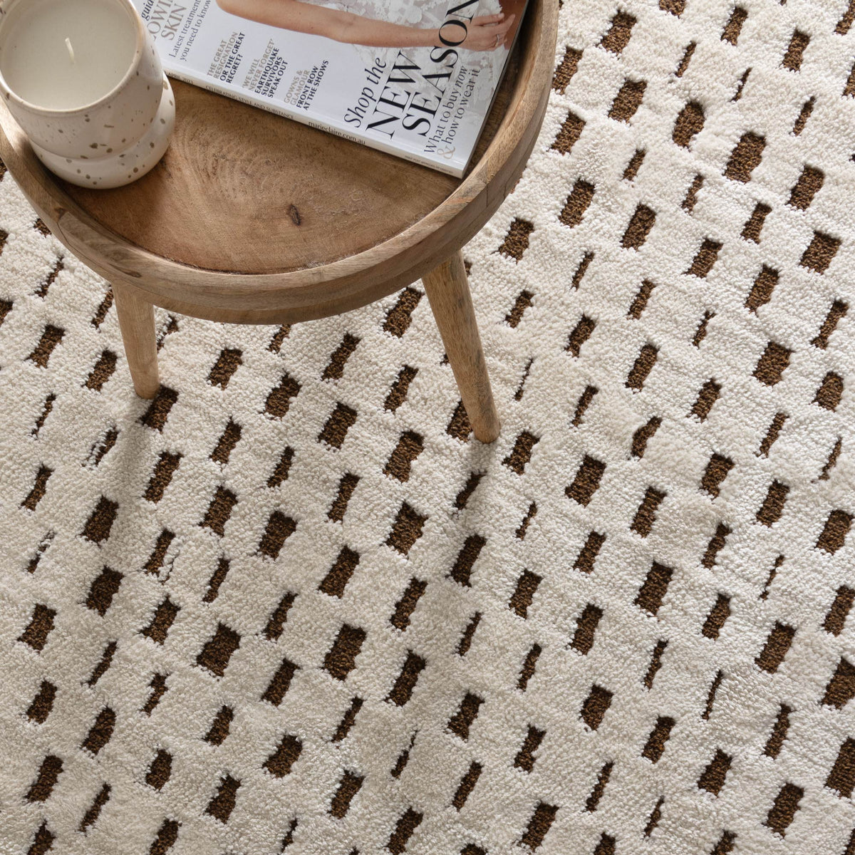 Mila Monochrome Squares Brown and Cream Rug - MIL3 – view 5