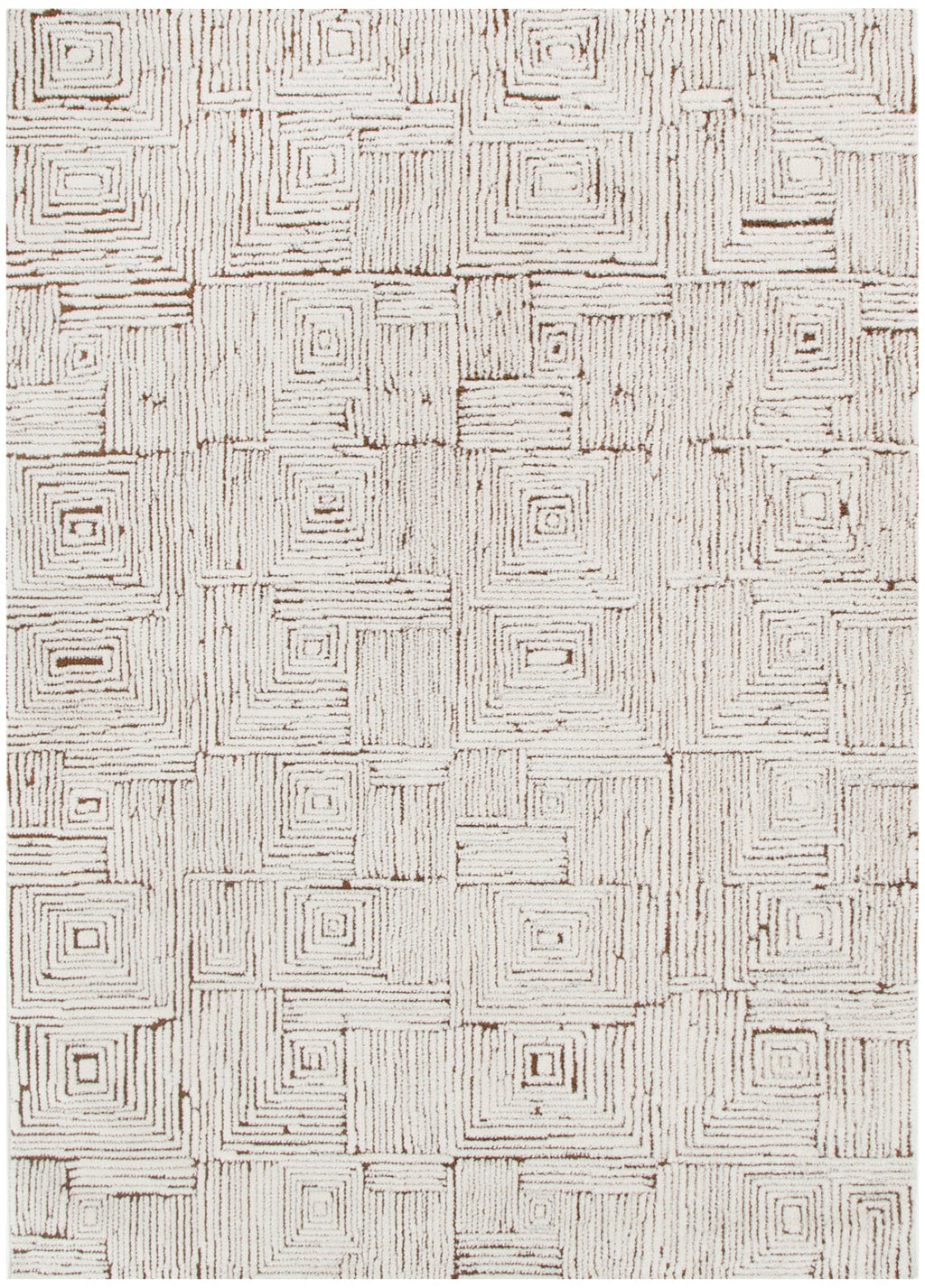 Mila Geometric Squares Cream Brown Rug - MIL8 – view 2