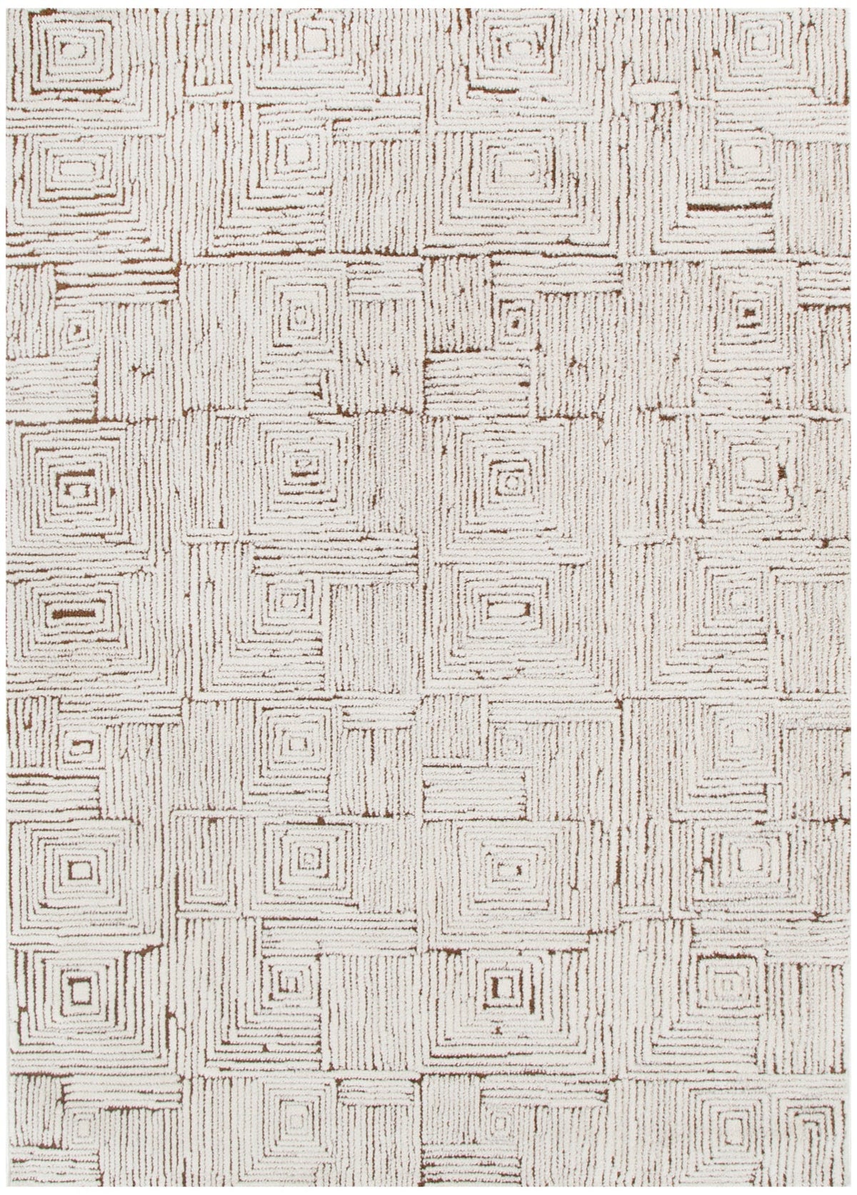 Mila Geometric Squares Cream Brown Rug - MIL8 – view 2