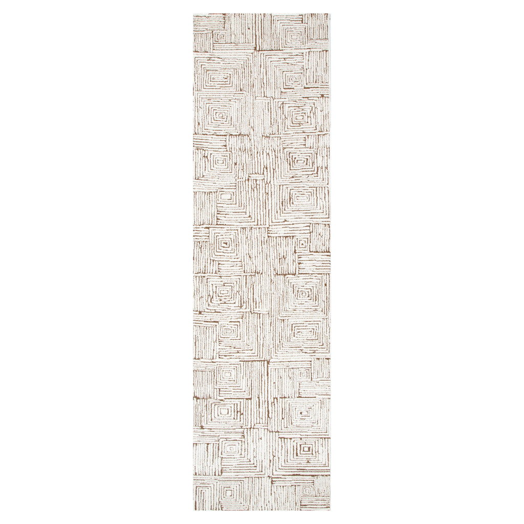 Mila Geometric Squares Cream Brown Rug - MIL8 – view 6