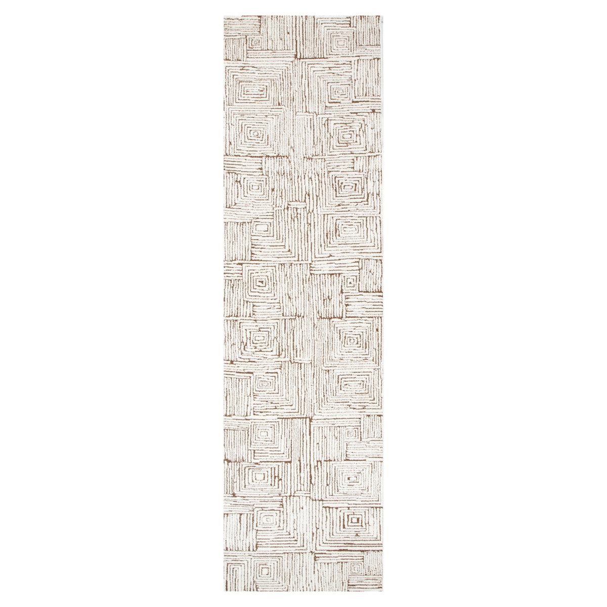 Mila Geometric Squares Cream Brown Rug - MIL8 – view 6