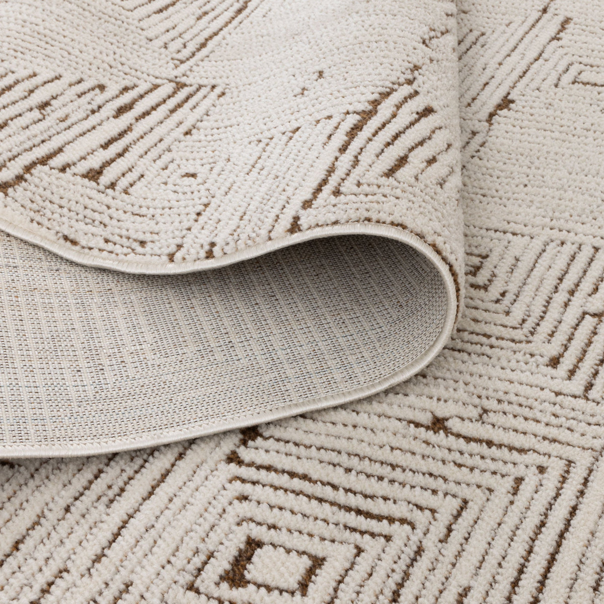 Mila Geometric Squares Cream Brown Rug - MIL8 – view 4
