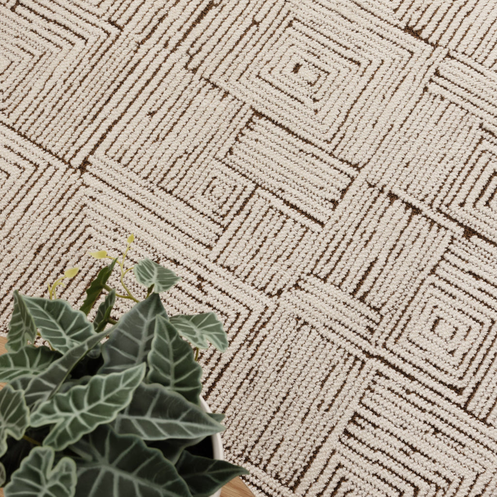 Mila Geometric Squares Cream Brown Rug - MIL8 – view 5
