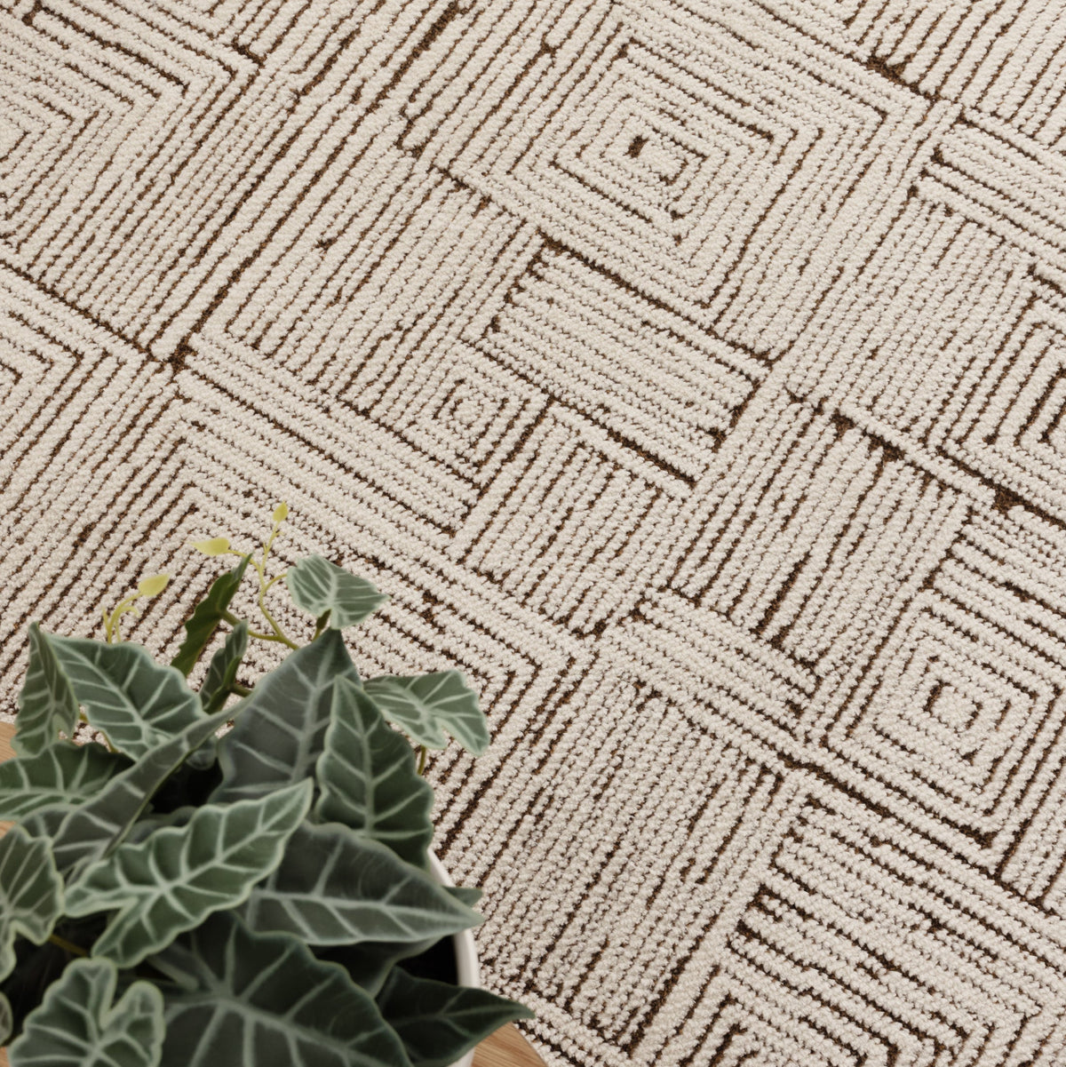 Mila Geometric Squares Cream Brown Rug - MIL8 – view 5