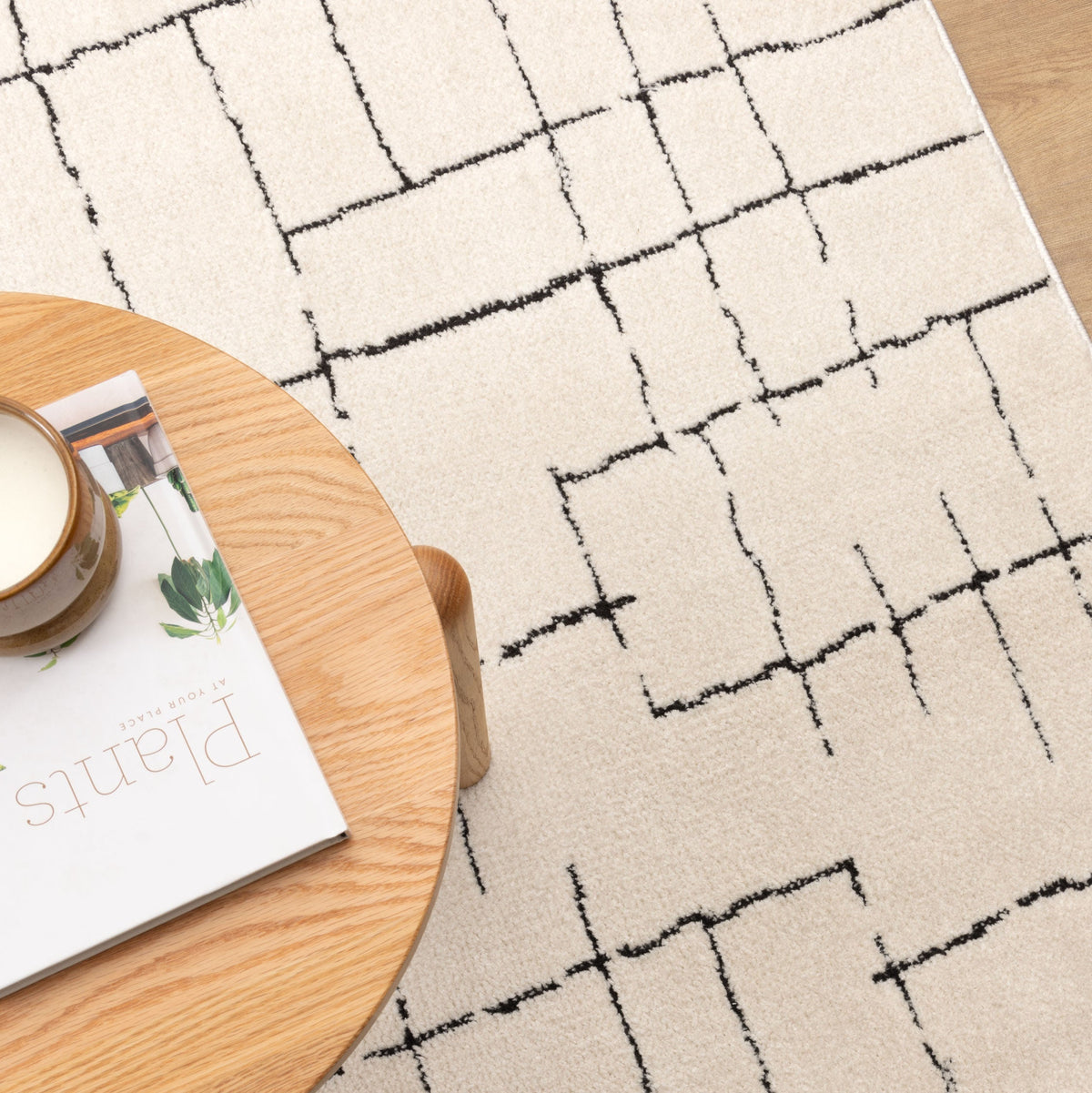 Mila Abstract Lines Black Cream Rug - MIL9 – view 7