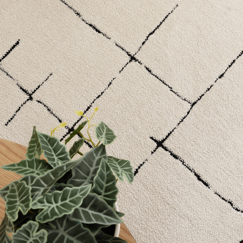 Mila Abstract Lines Black Cream Rug - MIL9 – view 5