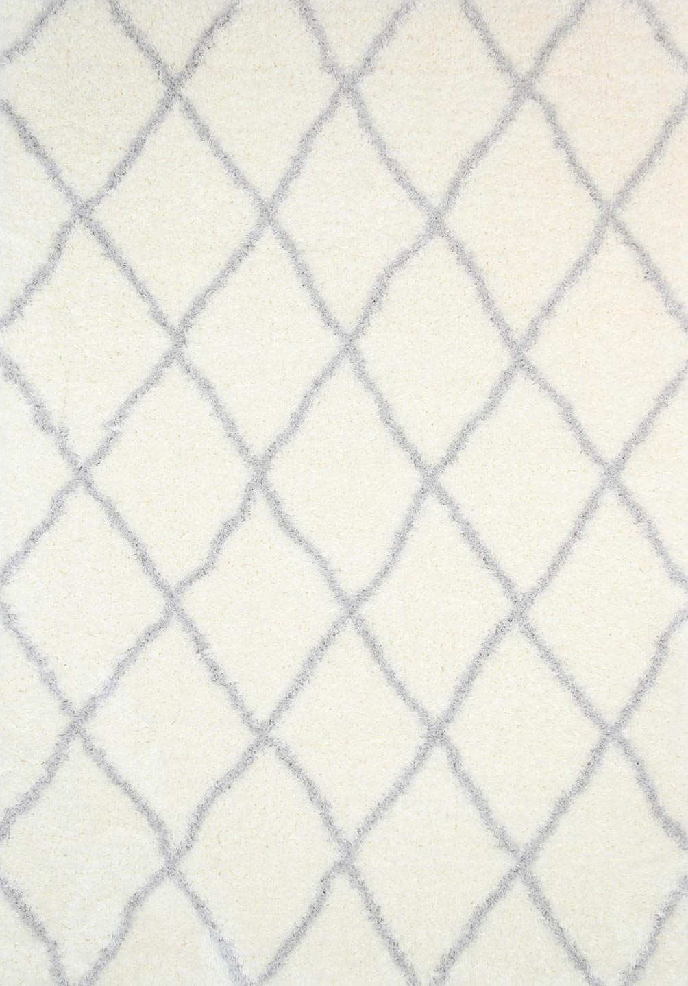 Moroccan Cream and Silver Diamond Rug - 8007 696 – view 2