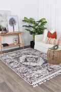 Morocco Grey Pink Shag Rug - MORO04 styled with furniture