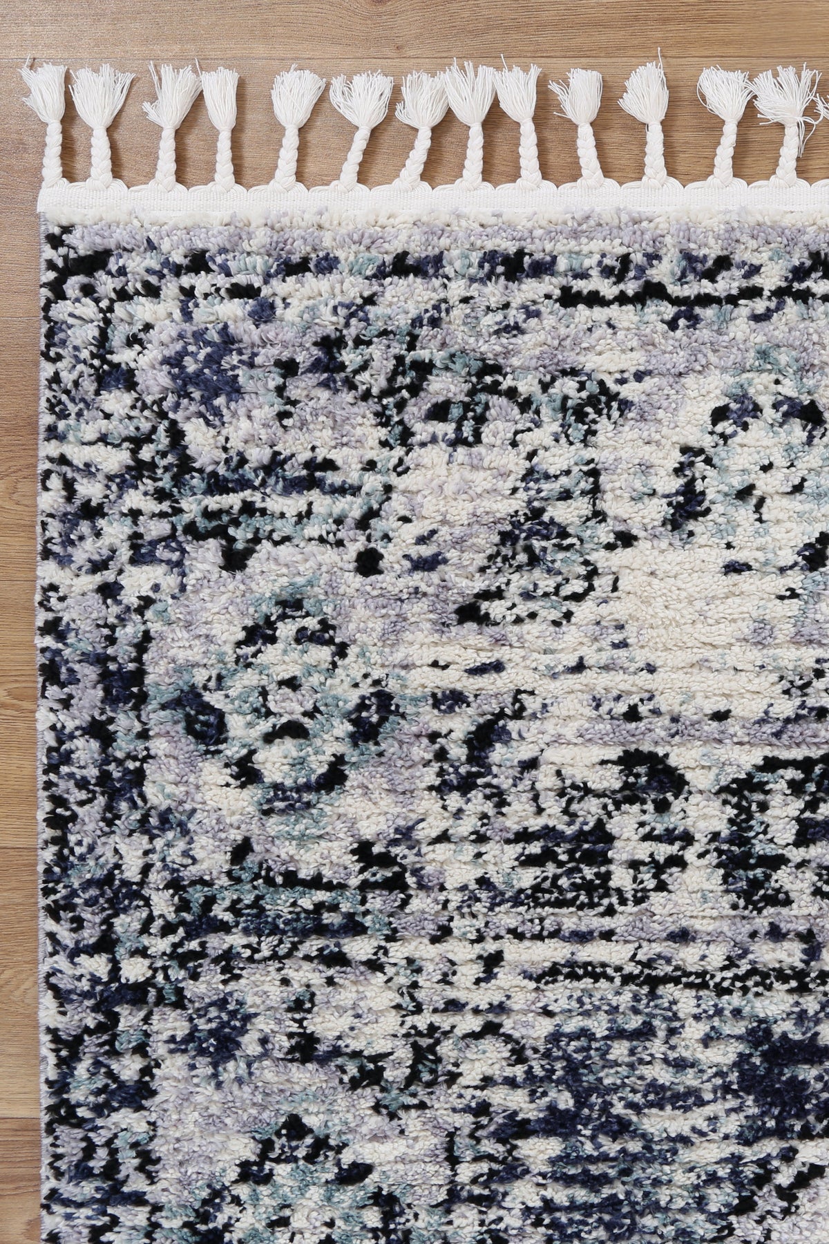 Morocco Grey White Shag Rug - MORO05 – view 3