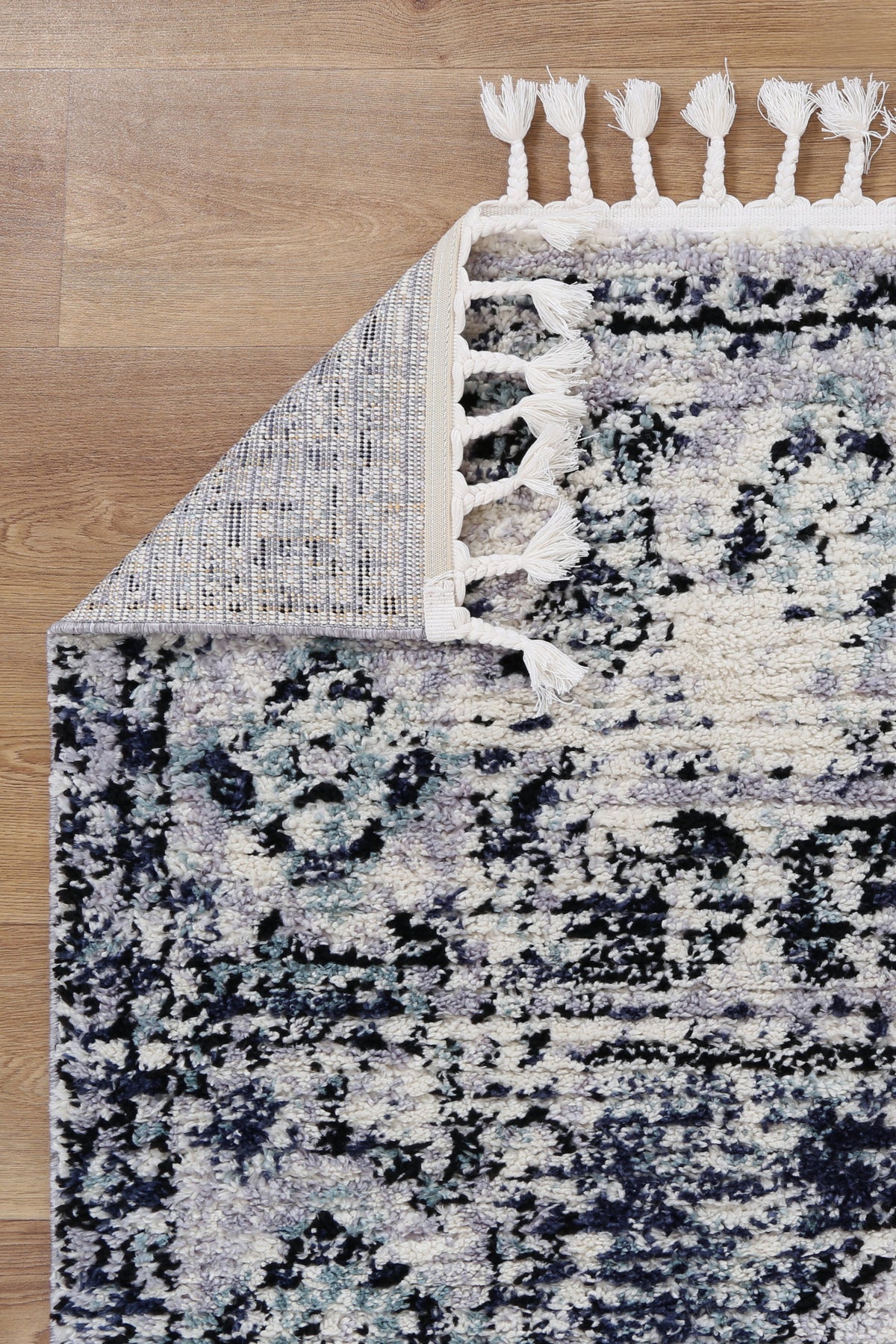 Morocco Grey White Shag Rug - MORO05 – view 4